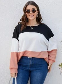 大碼撞色落肩T恤 - 彩色 - 查看 4