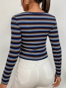 Muchica Camiseta de rayas de colores tejido de canalé - Multicolor - Ver 2