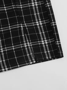 SHEIN EZwear Plus Plaid Print Cami Top and Skirt Set - Black - View 4