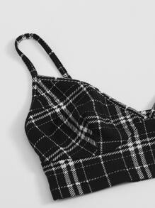 SHEIN EZwear Plus Plaid Print Cami Top and Skirt Set - Black - View 5