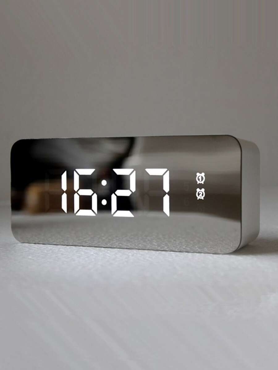 1 pieza Espejo LED Reloj digital, Espejo de maquillaje retroiluminado Reloj despertador, Alimentado por batería y enchufe, Brillo ajustable, Para estudiante, Decoración del hogar, Decoración de la habitación, Regalo de cumpleaños, Graduación, Decoración de dormitorio, Decoración de dormitorio, Regreso a la escuela, Decoración escolar, Sorpresa escolar