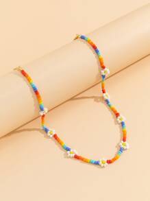 撞色串珠項鍊 - 彩色 - 查看 2