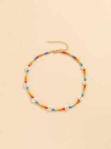 撞色串珠項鍊 - 彩色 - 查看 4