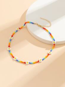 撞色串珠項鍊 - 彩色 - 查看 5