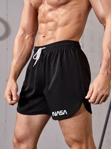 Manfinity Sport Corelite Quần short thể thao co giãn in chữ Boyfriend Style dành cho nam Quần short tập gym - màu đen - Xem 1