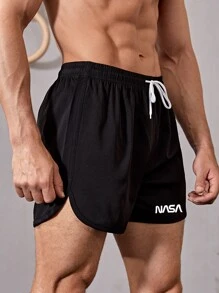Manfinity Sport Corelite Quần short thể thao co giãn in chữ Boyfriend Style dành cho nam Quần short tập gym - màu đen - Xem 5