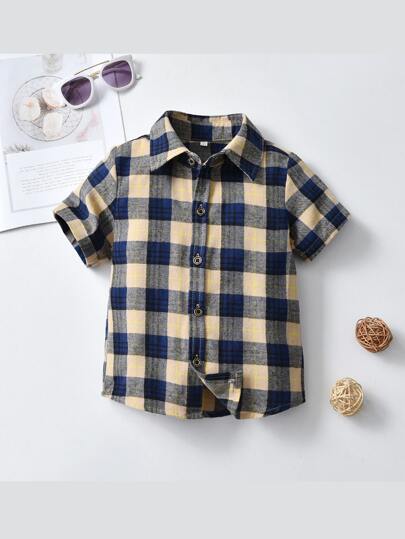 SHEIN 小男童格紋襯衫