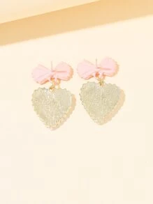 Hoa tai hình trái tim và nơ đính ngọc trai giả cho ngày lễ tình nhân - Xem 3