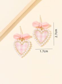 Hoa tai hình trái tim và nơ đính ngọc trai giả cho ngày lễ tình nhân - Xem 4