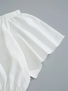 SHEIN Unity Top de hombros descubiertos & de rayas con cinturón Pantalones - Azul y blanco - Ver 3