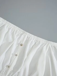 SHEIN Unity Top de hombros descubiertos & de rayas con cinturón Pantalones - Azul y blanco - Ver 4