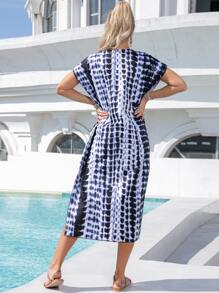 SHEIN VCAY Vestido túnico de cuello notch con estampado geométrico - Multicolor - Ver 2