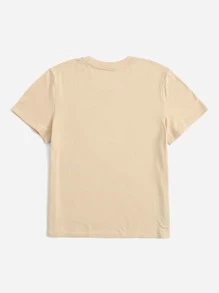 Áo thun nữ Hoạt hình Lá thư Giải trí - Màu Khaki - Xem 2