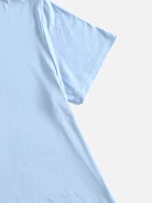 Áo thun nữ Lá thư Rau quả Giải trí - Màu xanh nhạt - Xem 4