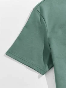 Manfinity NXTstreet Men Cotton Letter Graphic Tee & Drawstring Waist Sweatpants - Mint Green - View 3