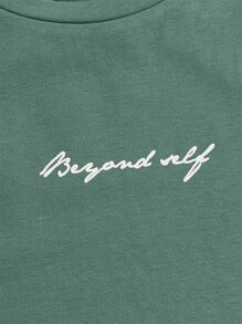 Manfinity NXTstreet Men Cotton Letter Graphic Tee & Drawstring Waist Sweatpants - Mint Green - View 4