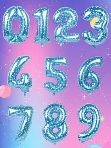 Bóng bay hình số 1pc - Xanh và trắng - Xem 1