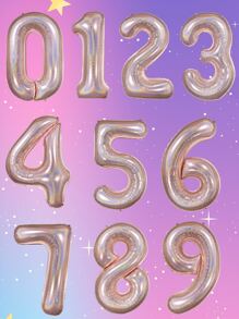 1入組數字形狀隨機小氣球 - 玫瑰金 - 查看 1