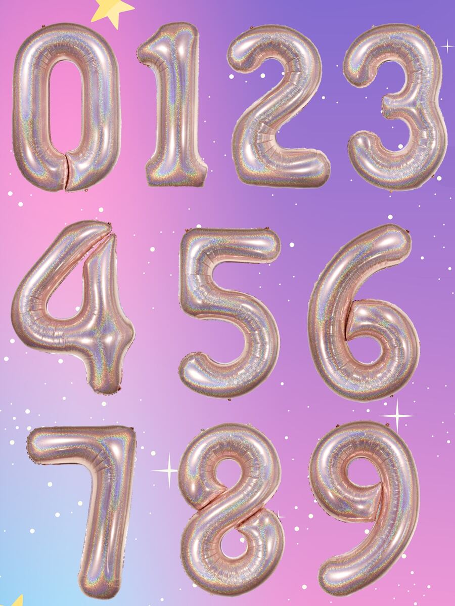 1入組數字形狀隨機小氣球 - 玫瑰金 - 查看 1