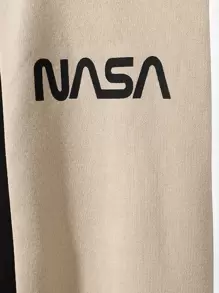 Manfinity Homme Men Letter Graphic Colourblock Thermal Lined Sweatshirt - Multicolor - View 5