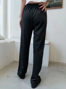 DAZY Solid Elastic Waist Trousers - Black - View 3
