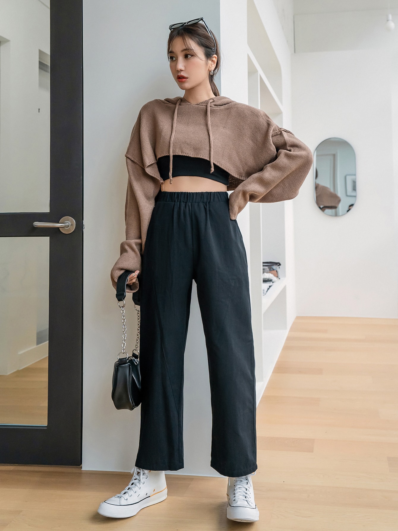 DAZY Elastic Waist Hidden Pocket Trousers | SHEIN UK