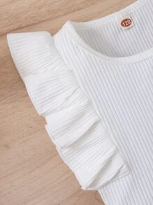 SHEIN Tween Girl Ruffle Trim Top & Belted Skirt - Multicolor - View 4