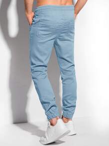 Manfinity Homme Men Drawstring Waist Slant Pocket Pants - Dusty Blue - View 2