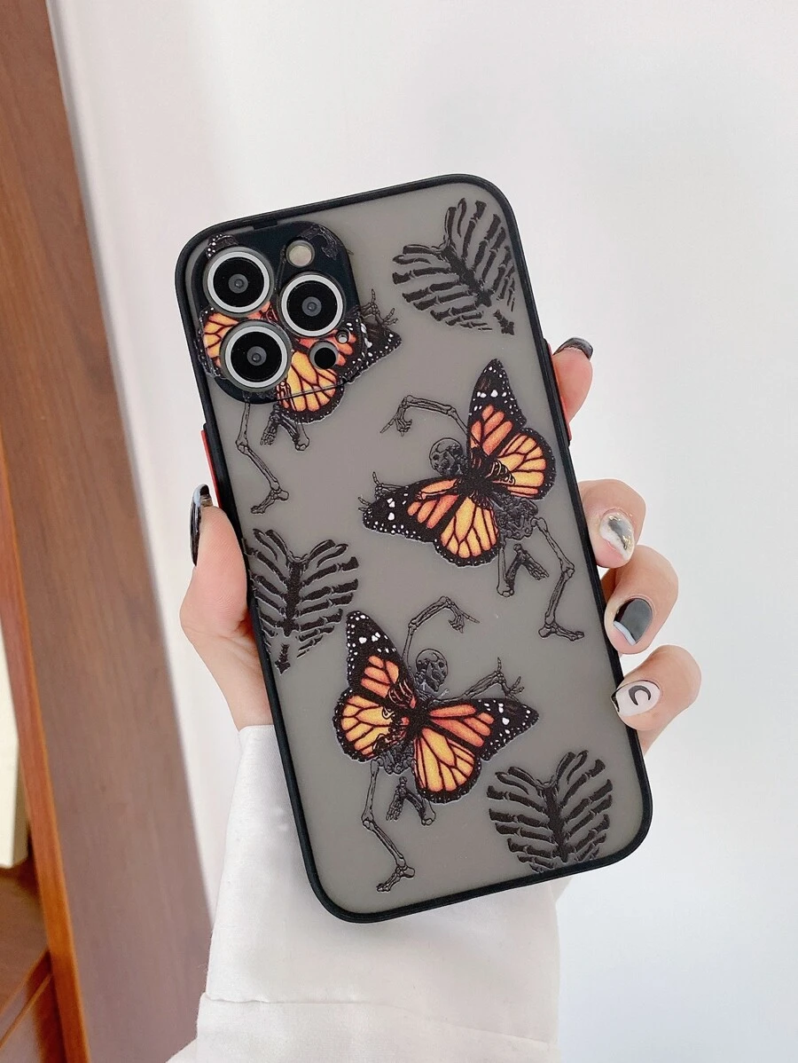 骷髏圖案手機外殼 - 黑色 - 查看 1