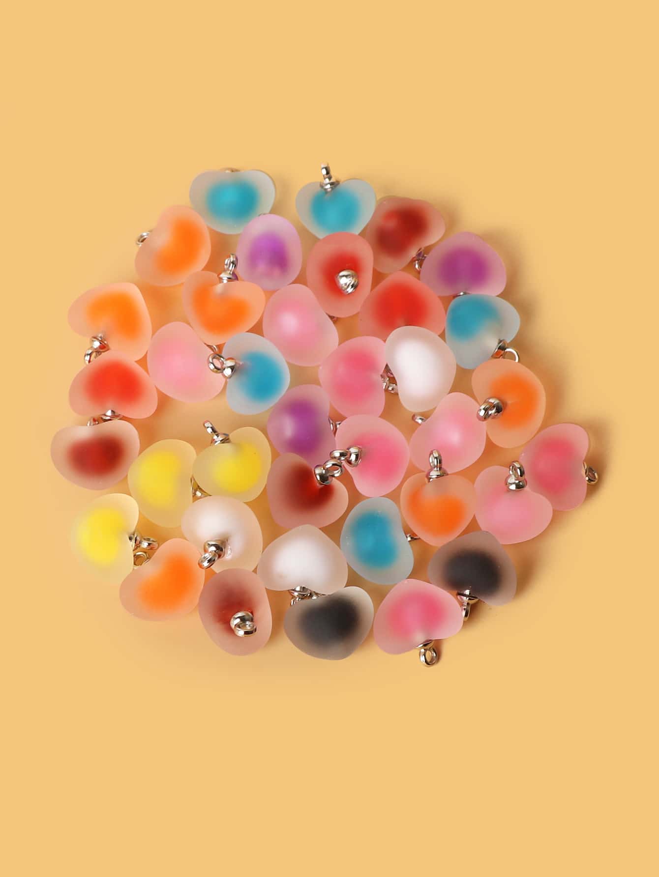 10pcs Random Color Heart Design Pendant - Multicolor - View 1