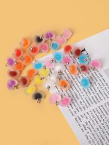 10pcs Random Color Heart Design Pendant - Multicolor - View 3