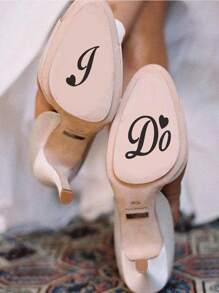 1 st 'I Do/Me Too - Just/Married - Bride/Groom' Bröllopsdekorationsklistermärke, Klistermärken, Väggdekal, Vinyldekal För Heminredning, Vårdekorationsartiklar Fräscha upp Ditt Hem, Rama Dekorationsklistermärken - Svart - Visa 2