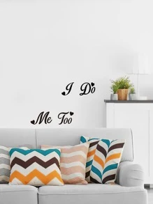 1 st 'I Do/Me Too - Just/Married - Bride/Groom' Bröllopsdekorationsklistermärke, Klistermärken, Väggdekal, Vinyldekal För Heminredning, Vårdekorationsartiklar Fräscha upp Ditt Hem, Rama Dekorationsklistermärken - Svart - Visa 5