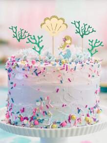 6 piezas sirena Decoración de pastel Conjunto - Multicolor - Ver 2