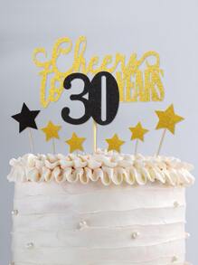 7 piezas Decoración de pastel de cumpleaños - Multicolor - Ver 1