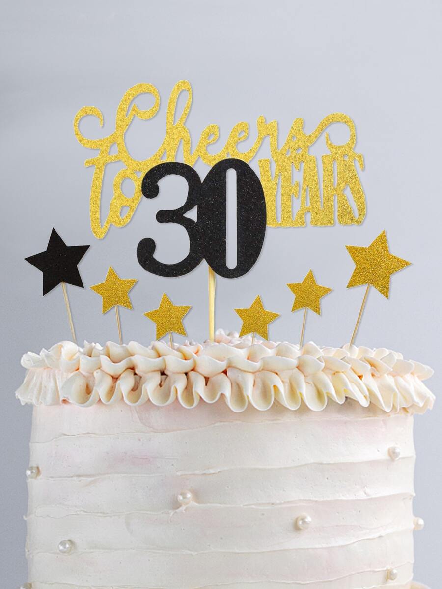 7 piezas Decoración de pastel de cumpleaños - Multicolor - Ver 1