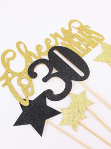 7 piezas Decoración de pastel de cumpleaños - Multicolor - Ver 2