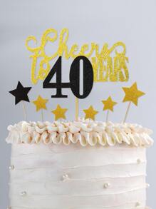7pcs 40th Birthday Cake Topper - Multicolor - View 1