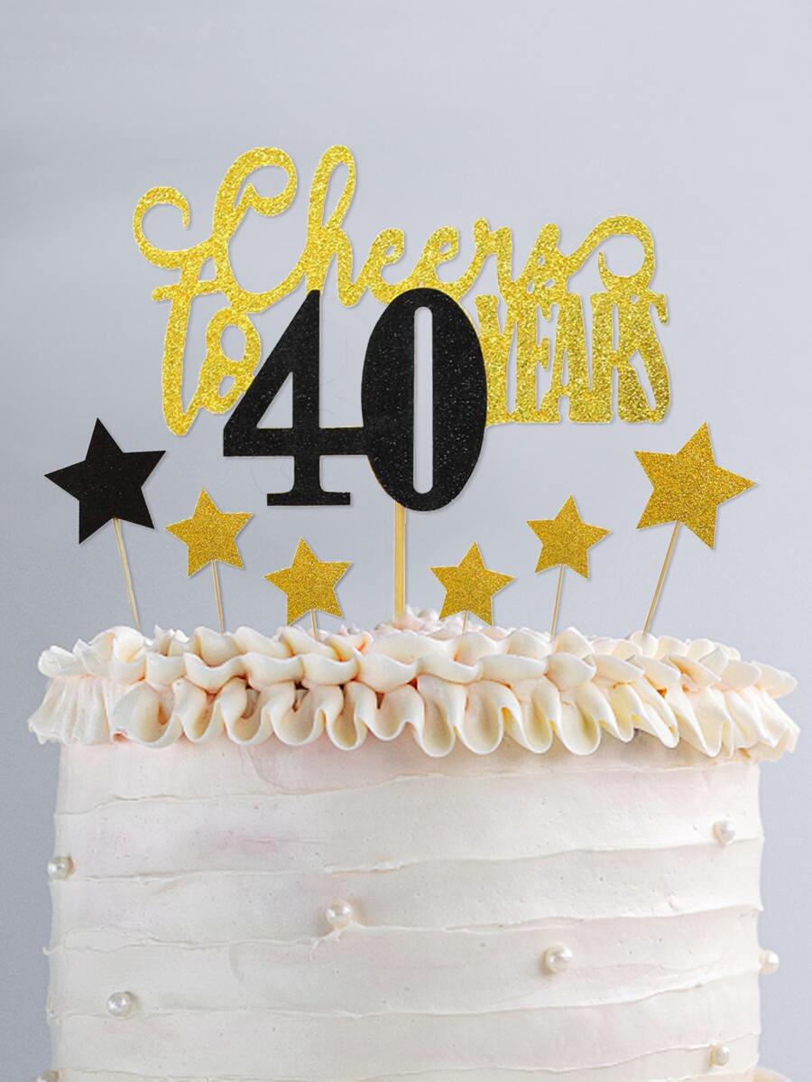 7pcs 40th Birthday Cake Topper - Multicolor - View 1