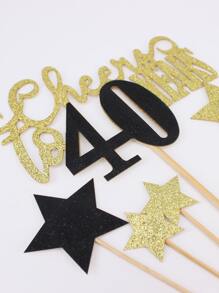 7pcs 40th Birthday Cake Topper - Multicolor - View 2
