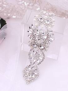 1 pieza Cinturón de novia con cristales de plata, accesorio de boda hecho a mano con perlas y cuentas decorativas - transparente - Ver 1