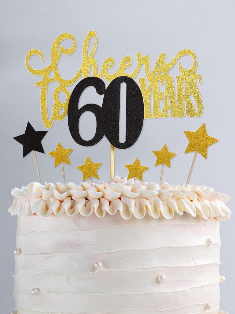 7 piezas sexagésimo de cumpleaños Decoración de pastel - Multicolor - Ver 1