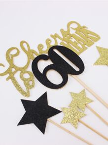 7 piezas sexagésimo de cumpleaños Decoración de pastel - Multicolor - Ver 2