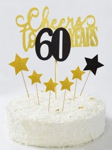 7 piezas sexagésimo de cumpleaños Decoración de pastel - Multicolor - Ver 3