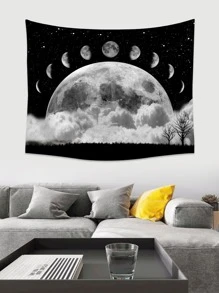 Tapiz luna patrón - Blanco y Negro - Ver 5