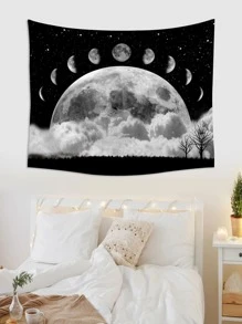 Tapiz luna patrón - Blanco y Negro - Ver 6