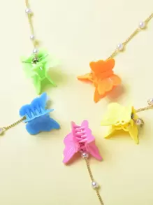 5pcs Girls Butterfly & Faux Pearl Decor Hair Claw - Multicolor - View 2
