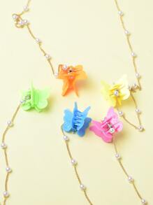 5pcs Girls Butterfly & Faux Pearl Decor Hair Claw - Multicolor - View 4