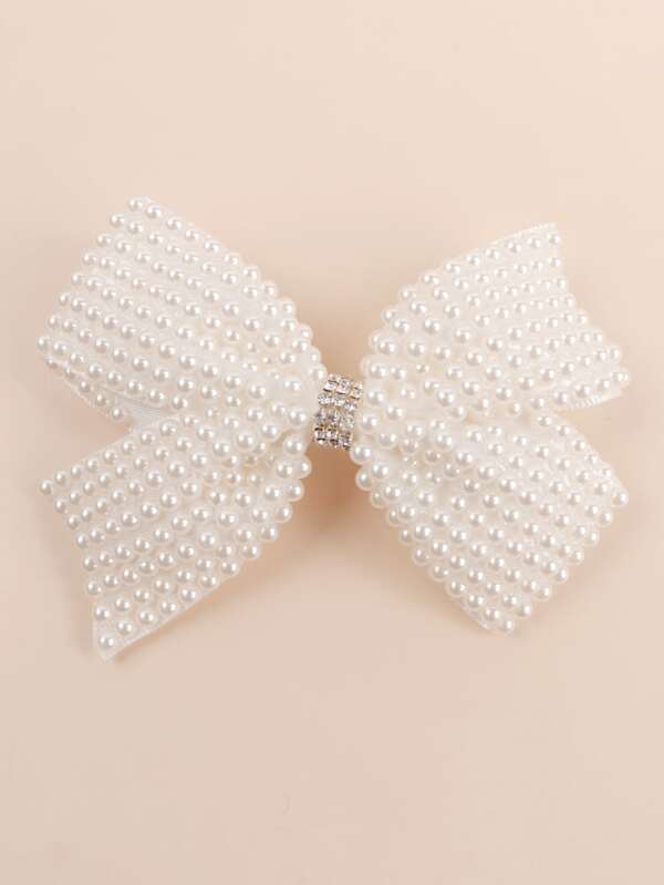 Toddler Girls Faux Pearl Bow Decor Hair Clip