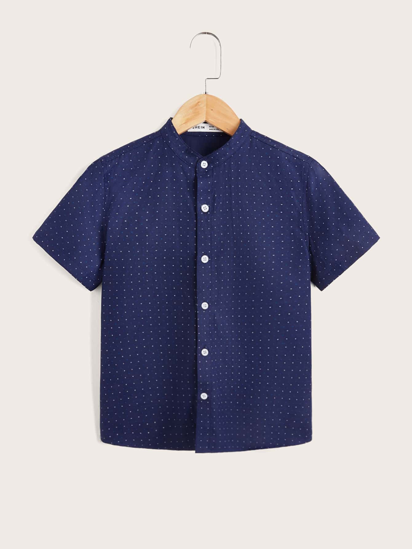 SHEIN 男孩波卡圓點襯衫 - 藏蓝色 - 查看 1
